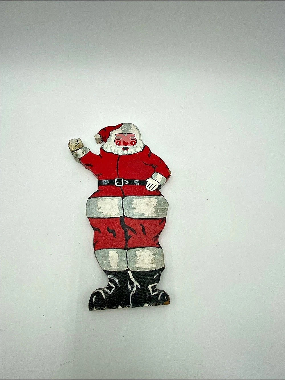 Vintage Red & Black Santa Christmas Ornament